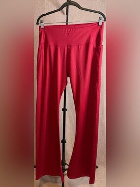 SHEIN Red High Waist Yoga Pants XL 12 Side Pockets Athletic Leggings